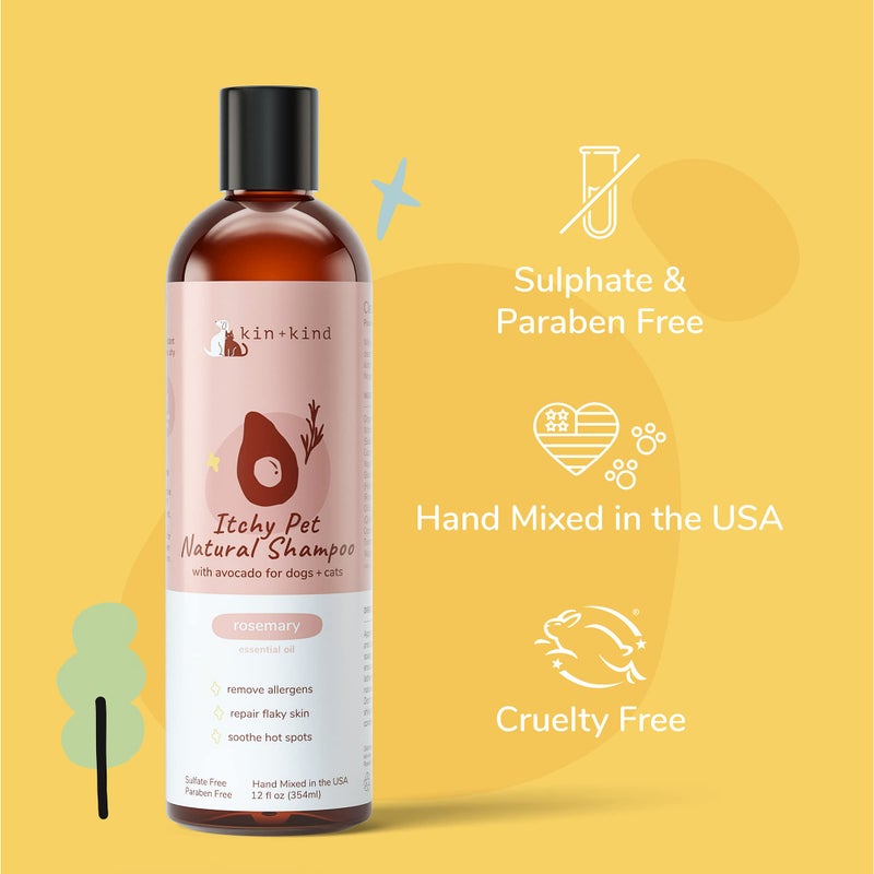 kin+kind Organic Dog Shampoo Itchy Skin Relief â€“ Natural Dog Shampoo for Dry, Sensitive Skin â€“ Moisturizing Formula with Coconut Oil, Olive Oil & Avocado Oil â€“ Grooming Supplies â€“ Made in USA 12 fl oz - Image 4